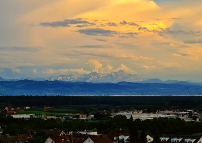 Säntis und umgebende Berge im Sonnenuntergang